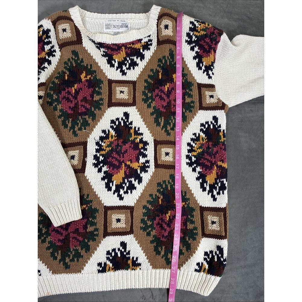 Vintage Chrysantheme Women’s Size 18/20 Knitted By Hand Grandma Core Sweater - Picture 3 of 15
